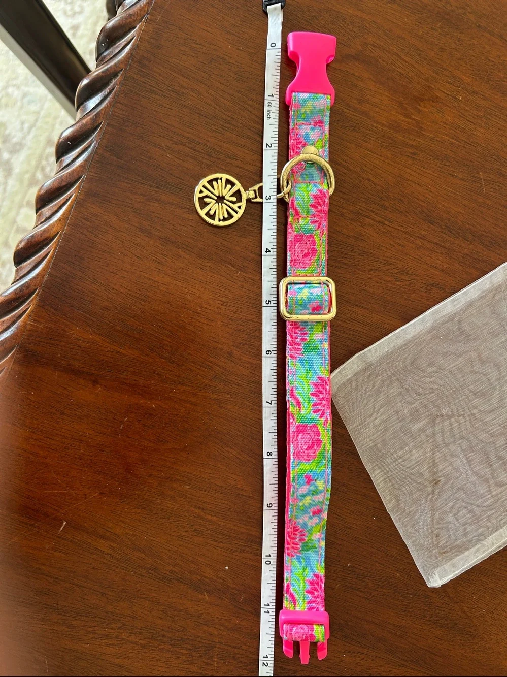 Lilly Pulitzer Mermazing Floral Dog Collar S/M Gold Charm